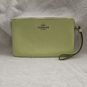 Coach Pale Lime Large Corner Zip Wristlet